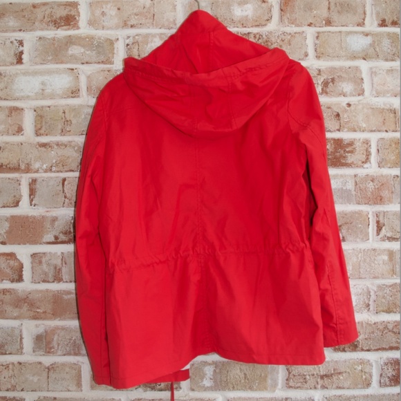 Julio women's red utility jacket with zipper pockets and hood, size M - Picture 4 of 4